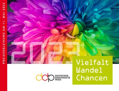 Buntes Logo mit Schriftzug: Vielfalt Wandel Chancen, ddp 2023