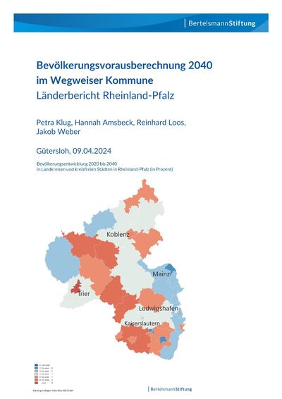 Landkarte Rheinland-Pfalz mit unterschiedlich eingefärbten Bezirken