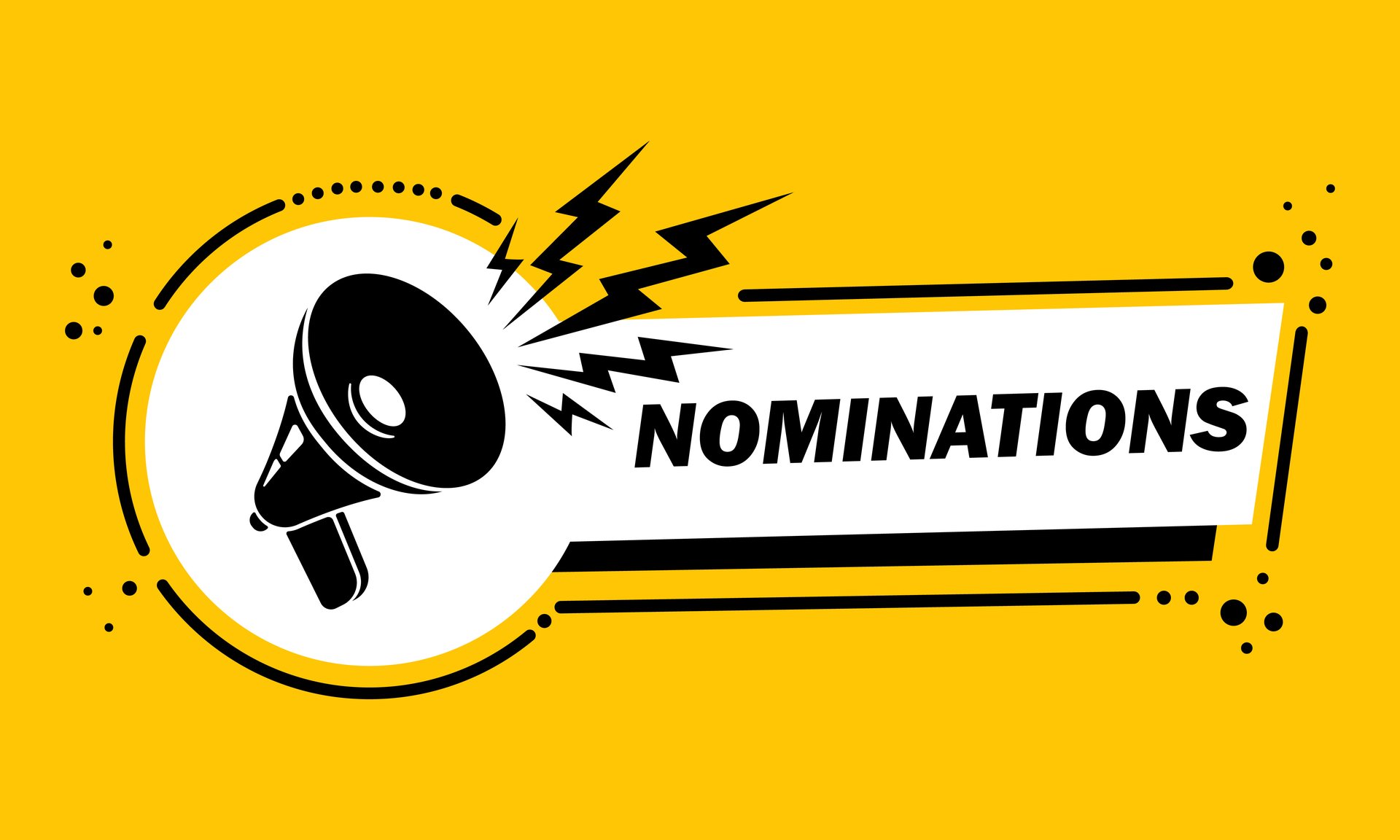 Grafik mit Lautsprecher und dem Wort Nominations