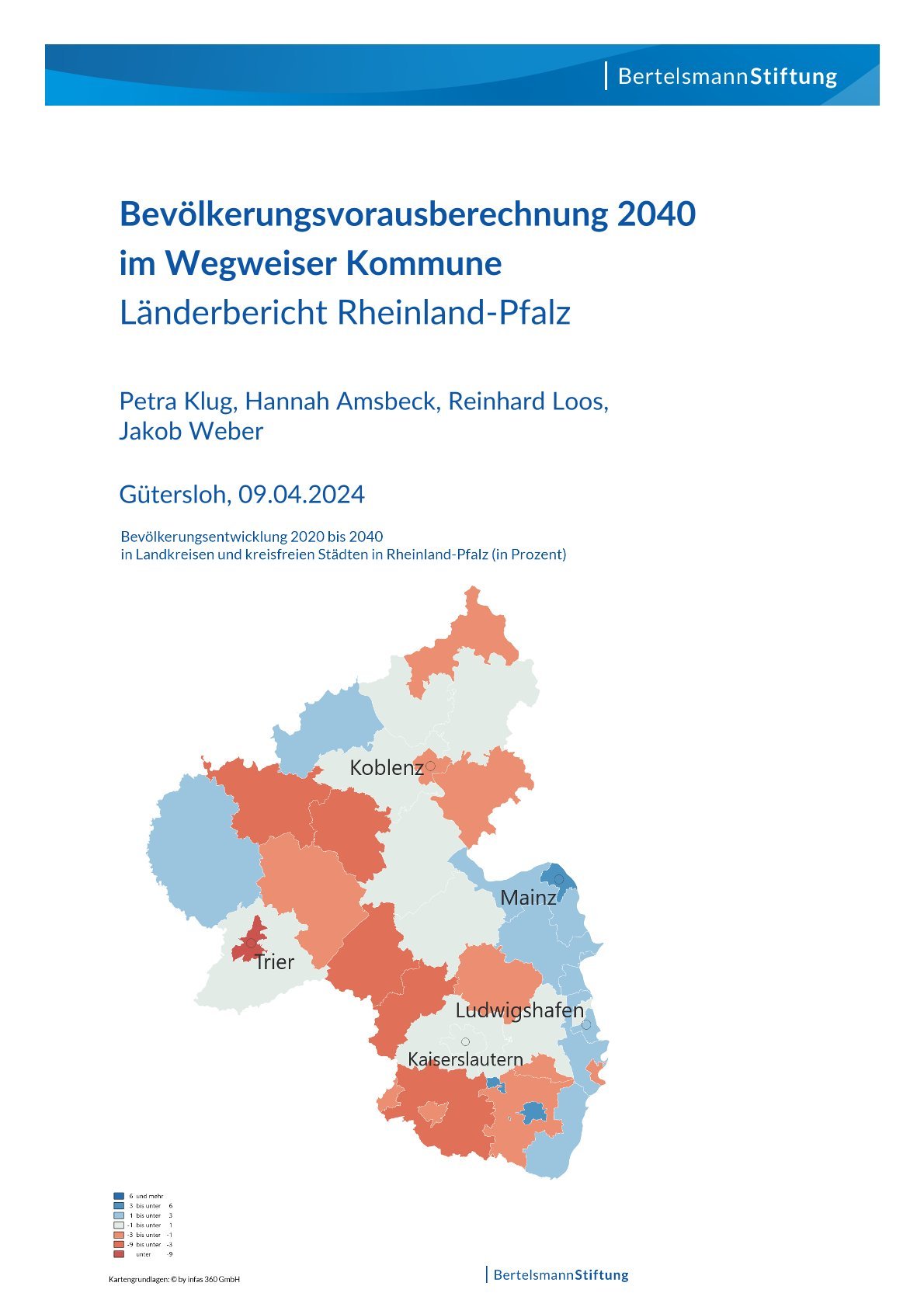 Landkarte Rheinland-Pfalz mit unterschiedlich eingefärbten Bezirken