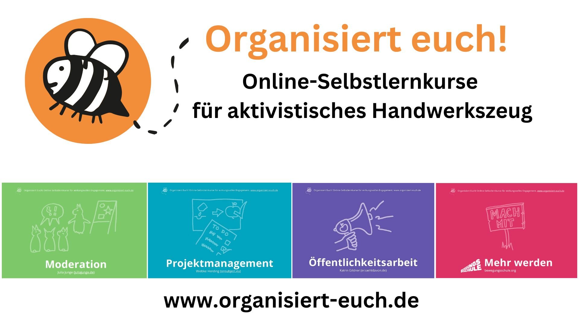 Logo mit Biene und dem Aufruf: Organisiert Euch!